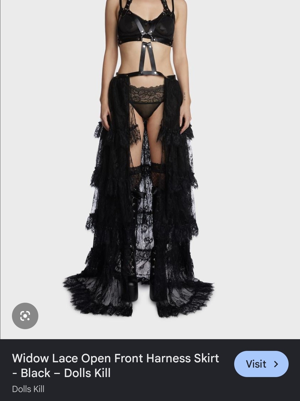 Sm Brand New Dolls Kill Widow Lace Open Front Harness Skirt/Costume